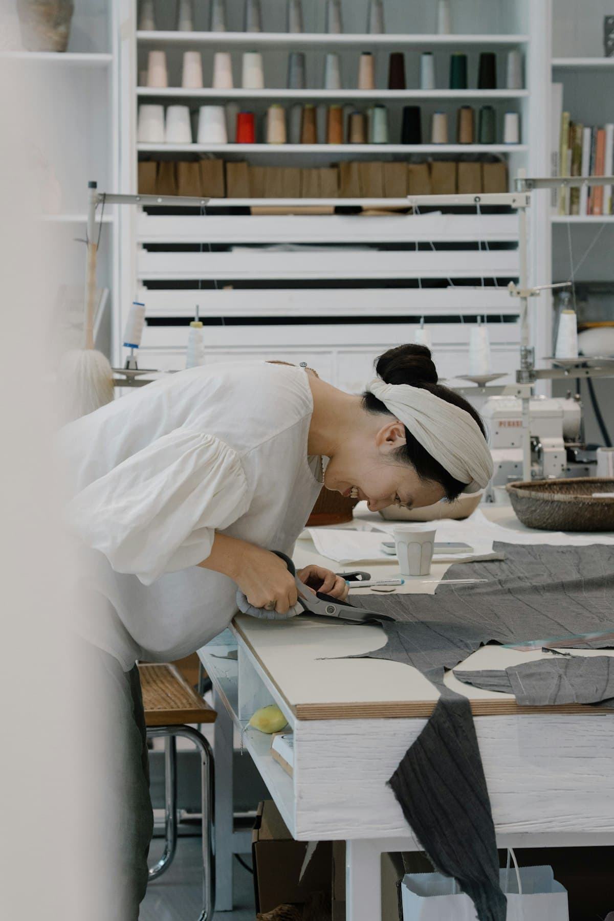 Pattern pieces laid out on a cutting table